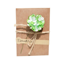 Cowhide Dried Flower Greeting Card Vintage Floral 1pc