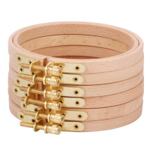 Solid Wood Embroidery Hoop Set 6 Pieces Adjustable Screw