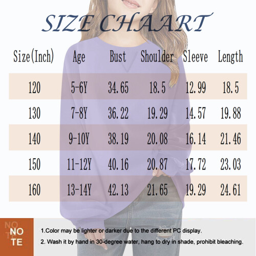 Girls Long Sleeve Pullover Sweatshirt Casual Loose Fit 2