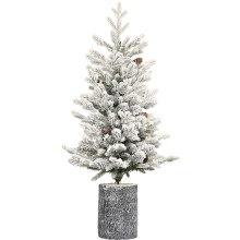 Pre-Lit Flocked Basin Tree 4.5FT with 150 Warm White LEDs