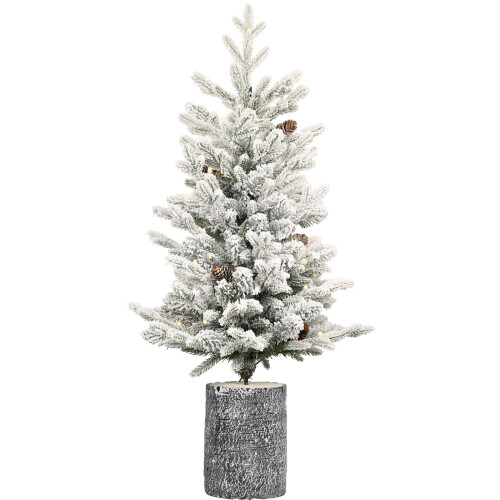 Pre-Lit Flocked Basin Tree 4.5FT with 150 Warm White LEDs