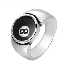 Men's Stainless Steel 8 Ball Signet Ring Silver Size 10