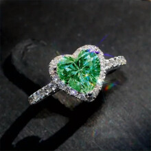 Heart Cut Cubic Zirconia Ring Silver Plated Size 5-12 Green