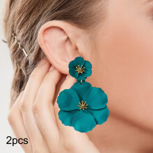 Flower Dangle Earrings Zinc Alloy Bohemian Romantic Style 1