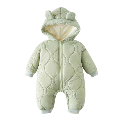 Puffer Jacket for Toddlers Solid Green Hooded Zip-Up 6