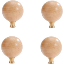 Dresser Knobs Round Wooden Cabinet Handles Brass 4 pcs 35 mm