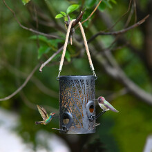 Outdoor Hanging Bird Feeder Metal 4 Ports 4.3x6.6 Inch