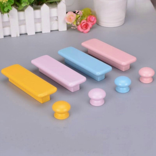 Wooden Cabinet Handles Beech Color 4 pcs Rectangular 64 mm 2