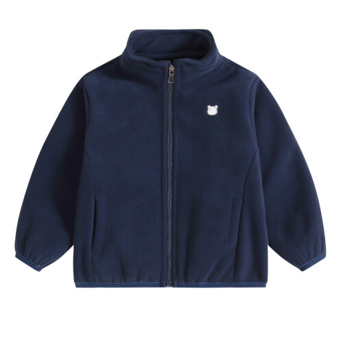 Kids Turtleneck Jacket Solid Color Bear Print Warm-Lined