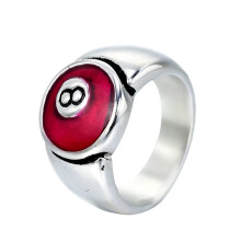 Men's Stainless Steel 8 Ball Signet Ring Silver Pink Size 11