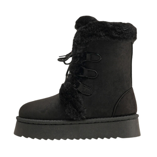 Women's Snow Boots Black Size 9 Adjustable Bungee Square Toe