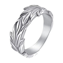Stainless Steel Wheat Flower Ring Silver Size 12