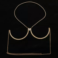Crystal Chest Bracket Chain Body Chain Gold