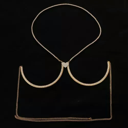 Crystal Chest Bracket Chain Body Chain Gold