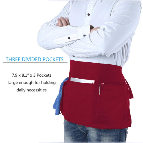 Short Waist Apron Polyester-Cotton Blend 3 Pockets