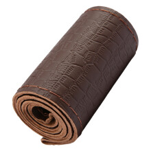 Hand-Sewn Leather Steering Wheel Cover Coffee Color 38cm
