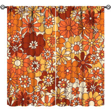 Boho Flower Curtains Orange Daisy 72" W x 63" L