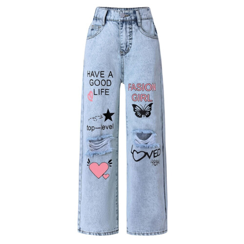 Girls' Jogger Jeans Light Blue Size 6-7
