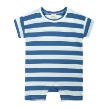 Baby Striped Short Sleeve Jumpsuit Bodysuit Blue 9-12 Months