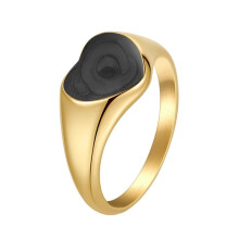 Women's Stainless Steel Heart Engagement Ring Gold Black