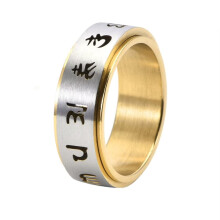 Stainless Steel Tibetan Lucky Amulet Ring Silver Gold Size