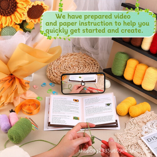 Sunflower Bouquet Crochet Kit for Beginners with 2