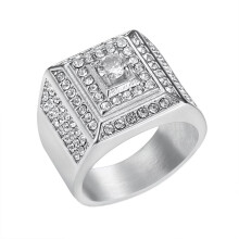 Men's Stainless Steel CZ Ring Silver Size 7