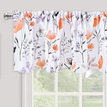 Flower Print Kitchen Curtain Valance Orange 52W x 18L 1