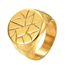 Men's Stainless Steel Irregular Crack Signet Ring Gold Size