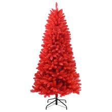 Red PVC Christmas Tree 6FT 804 Tips 3-Part Hinged Metal