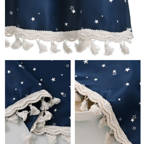 Star Pattern Curtain with Tassel Fringe Short Style 2