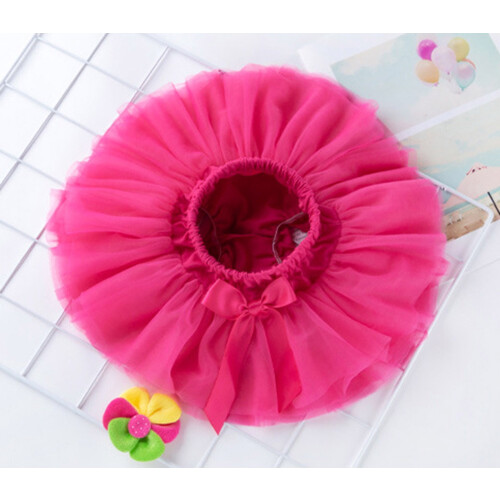 Infant Tutu Skirt Hot Pink Solid Bowknot Mesh Tulle Size 73 2