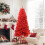 Red PVC Christmas Tree 6FT 804 Tips 3-Part Hinged Metal 5