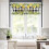 Lemon Flower Kitchen Curtains Set Black White Buffalo Plaid 3