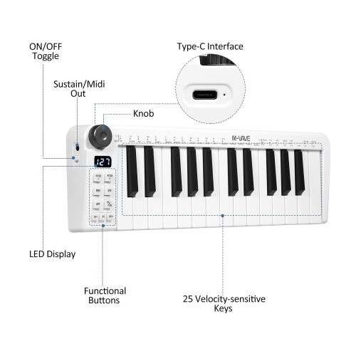 M-VAVE SMK USB MIDI Keyboard Controller 25 Keys 1