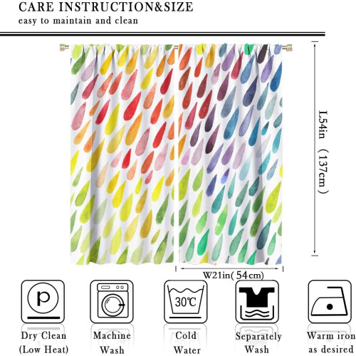 Rainbow Raindrops Curtains Watercolor Abstract Pattern 1