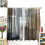 Abstract Thermal Curtains Grey Blue Beige 2 Panels 63x63 4