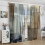 Abstract Thermal Curtains Grey Blue Beige 2 Panels 84x84 5