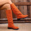 Women's Orange Suede Mid-Calf Winter Boots 4