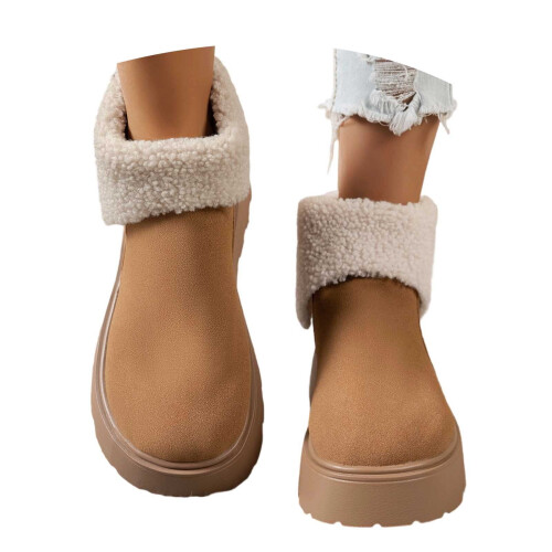 Women's Snow Boots Waterproof Cushioned Zip Brown Size 7.5 2