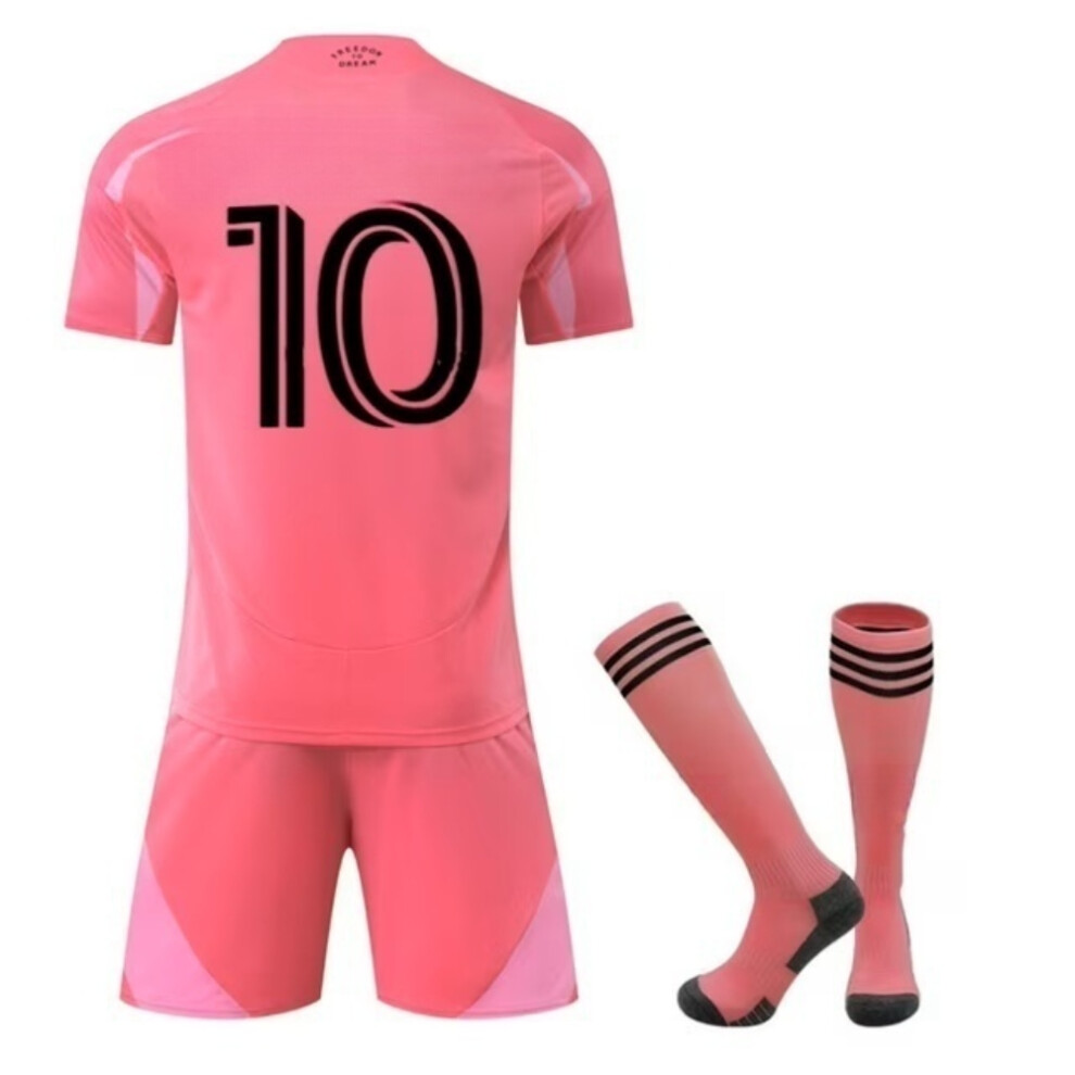 (26(140-150CM)) Miami Home Pink Activewear Print #10 +Customized Player Name Fans Training T-Shirt Set For Kids And Adult