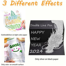 Shimmer Markers, 24 Colors Metallic Outline Glitter Pens Set for Kids and Adults, School Supplies Great for Drawing