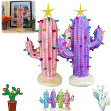 Vintage Pre-Lit Luminous Cactus Christmas Tree Green 1pc