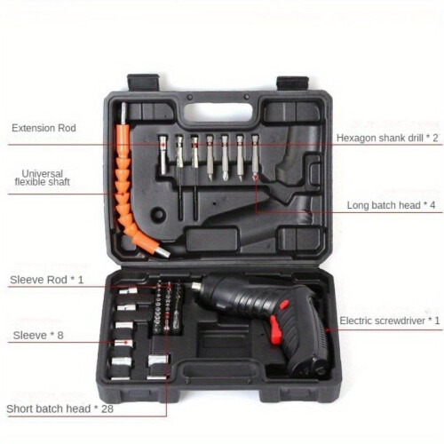 Cordless Electric Screwdriver Set 47 Pcs