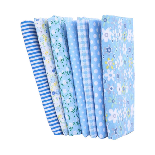 Quilting Fabric Squares Blue 20" x 20" 7-Piece Bundle