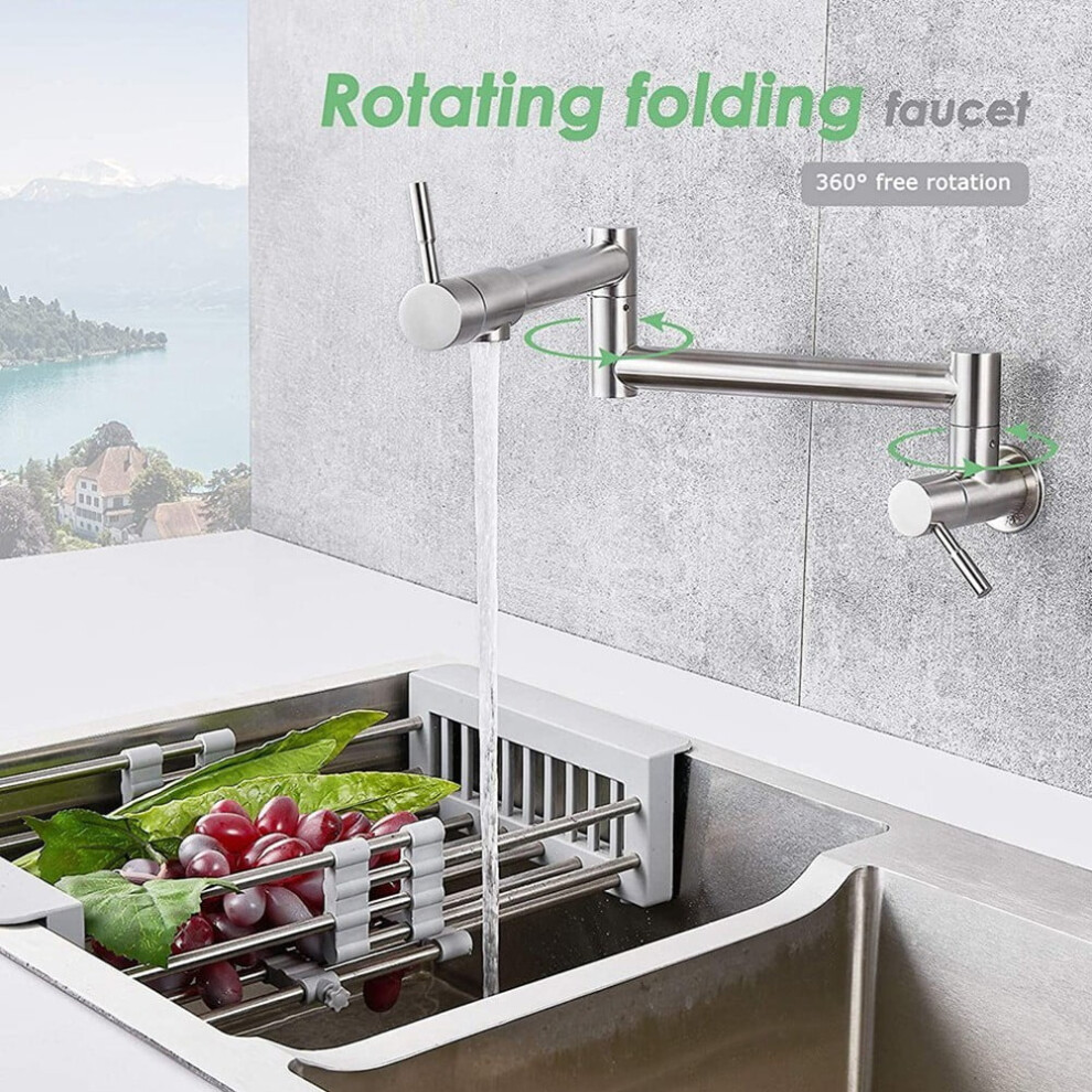 Brass Wall-Mounted Foldable Pot Filler Faucet 928028879364