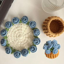 Crochet Kit Flower Blanket Coaster Set 6 pcs