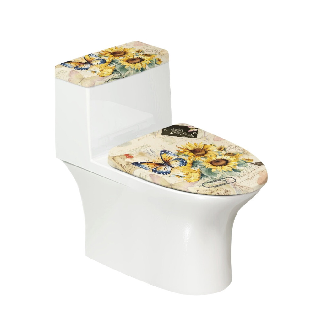 Sunflower Butterfly Toilet Lid Covers Polyester 2Pcs 928028887192