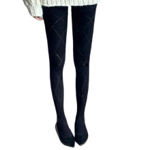 Cotton Plaids Tights Opaque Stretch Pantyhose for Women