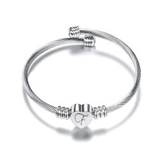 Heart Initial Charm Bracelet Stainless Steel 26 Letters